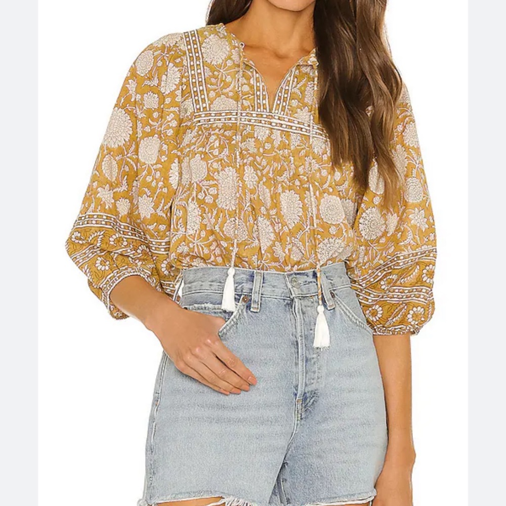 Cleobella Amarilis Blouse in Mustard. Size: S